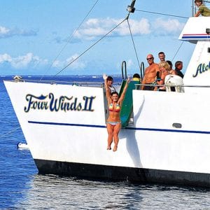 Water slide into the ocean from the Four Winds Molokini Snorkel