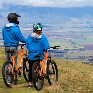 Couple on a bike tour with Haleakala Bike Company.