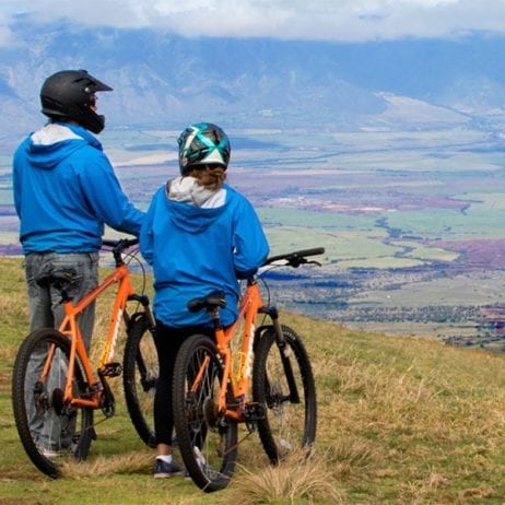 Couple on a bike tour with Haleakala Bike Company.