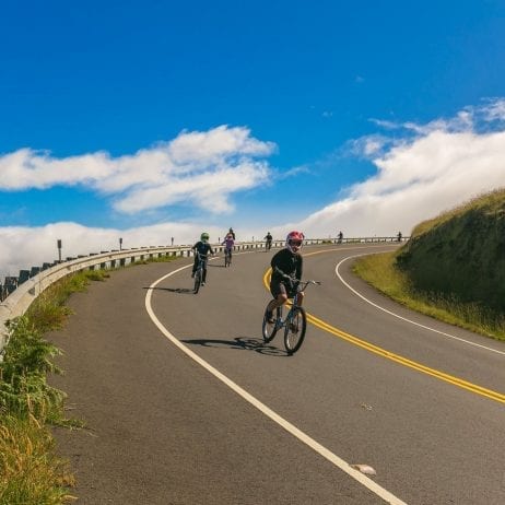 Biking down Haleakala Crater