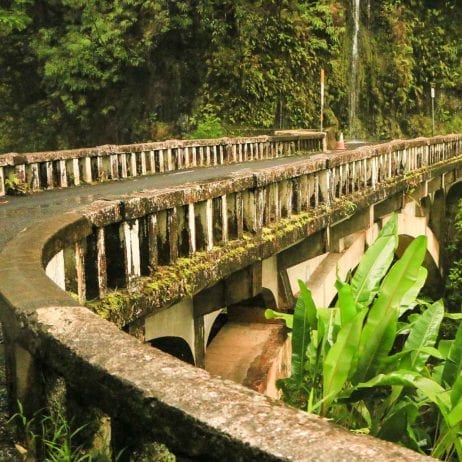 The Hana bridge on a Road to Hana tour in Maui.