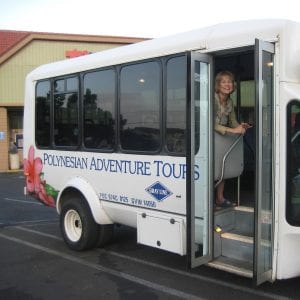 The Polynesian Adventure Tours' van for Road to Hana adventure in Maui.