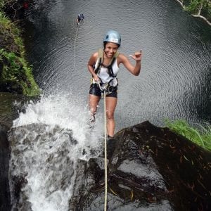 Ready to rappel down a waterfall on Maui