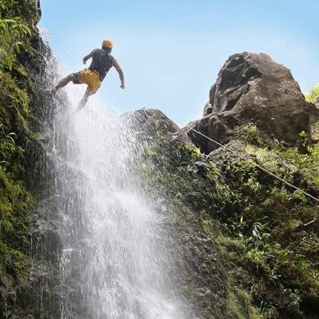 Ready to rappel down a Maui waterfall