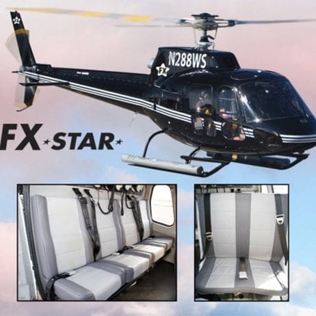 Outside and inside view of FX Star helicopter of Sunshine Helicopters.