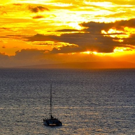 Sailing off the Coast of Maui at Sunset