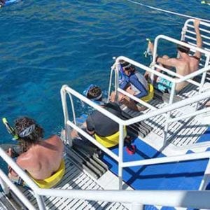 Easy on and off the boat for a fun snorkeling adventure